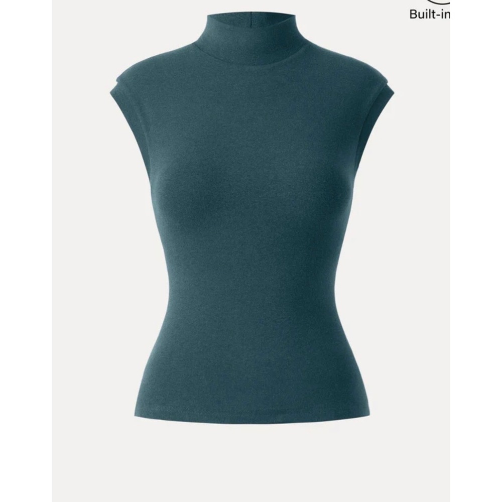 NWT OGL Womens Litewarm Stretch Mock Neck Brami Top 2XL Cap Sleeve Green